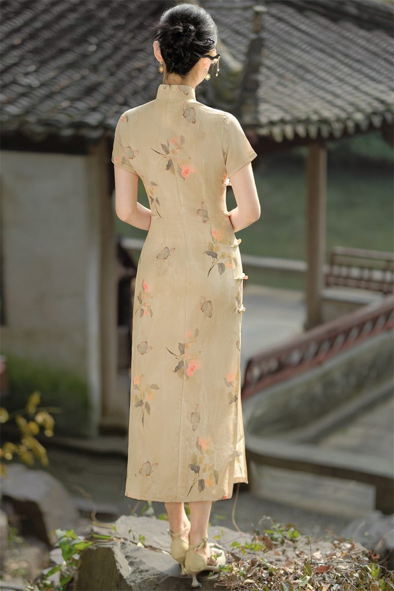 Yourqipao Old Shanghai Short-sleeved Cheongsam 2024 Spring and Summer Qipao Evening Dress