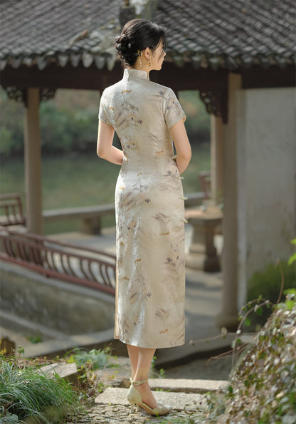 Yourqipao Old Shanghai Short-sleeved Cheongsam 2024 Spring and Summer Qipao Evening Dress