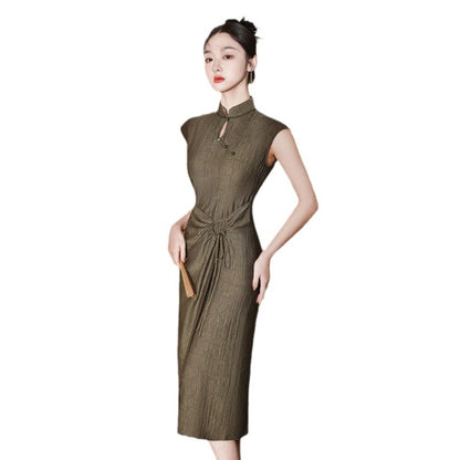 Yourqipao Chinese Aodai Skirt Women Cheongsam Dress Halter Long Evening Gowns