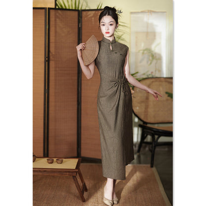 Yourqipao Chinese Aodai Skirt Women Cheongsam Dress Halter Long Evening Gowns