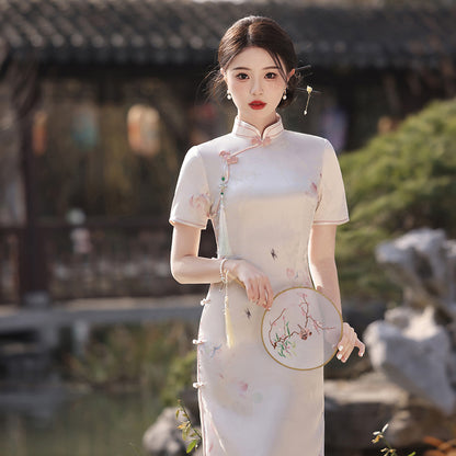 Yourqipao New Spring and Summer Retro Chinese Cheongsam Mandarin Tang Suit Skirt