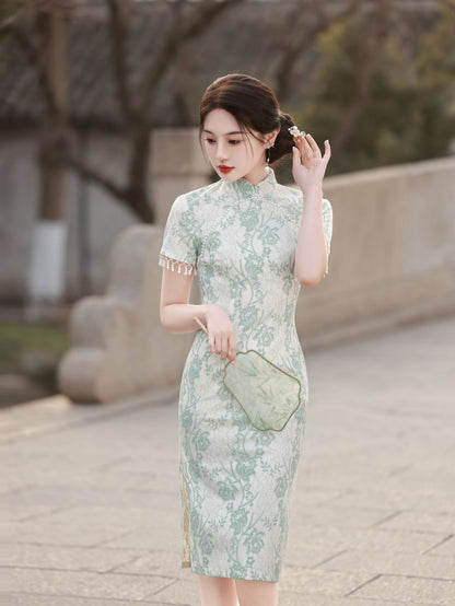 Yourqipao 2024 Spring and Summer Catwalk New Lace Cheongsam for Women Chinese Style Slim Long Hanfu Skirt